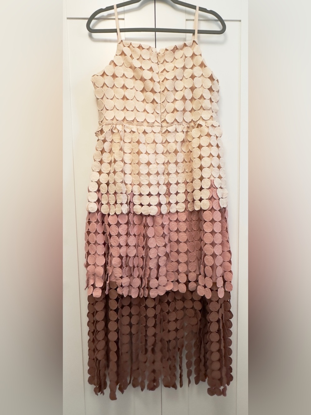 Fringe Tiered Circle Dress Sz MED-LG By Just Me Cream, Pink and Brown NEW! - Picture 2 of 7